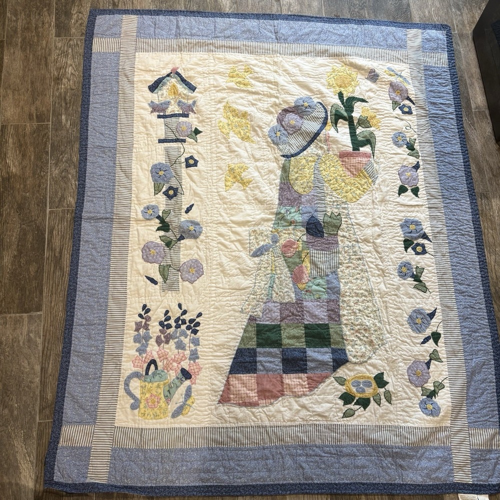 Vtg‎ American Pacific Sunbonnet Sue Quilt Limited Edition Throw Floral 49x59